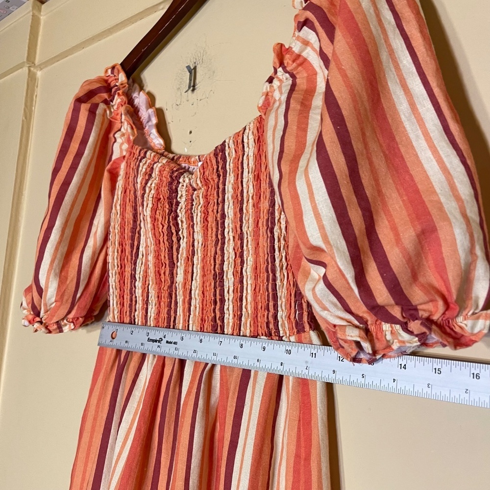 Charlie Holiday Striped Orange and Cream Dress - Picture 4 of 8